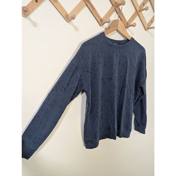 Athleta Studio Blue Splatter Paint Lightweight Crewneck Sweatshirt - Size L - Picture 2 of 5